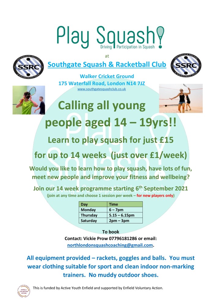 Junior Squash Coaching 14-19 pear olds
