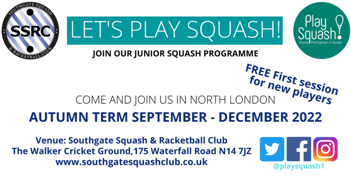 SSRC Junior Squash Programme Autumn Term 2022