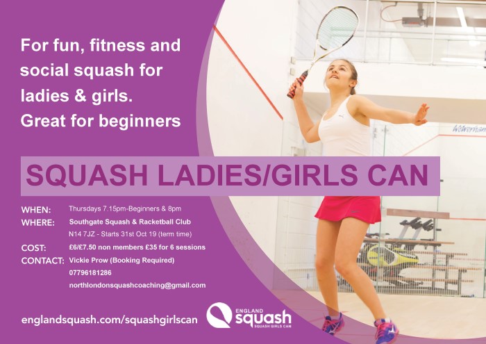 New Ladies session on Thursday at 2000 Oct - Dec 2019