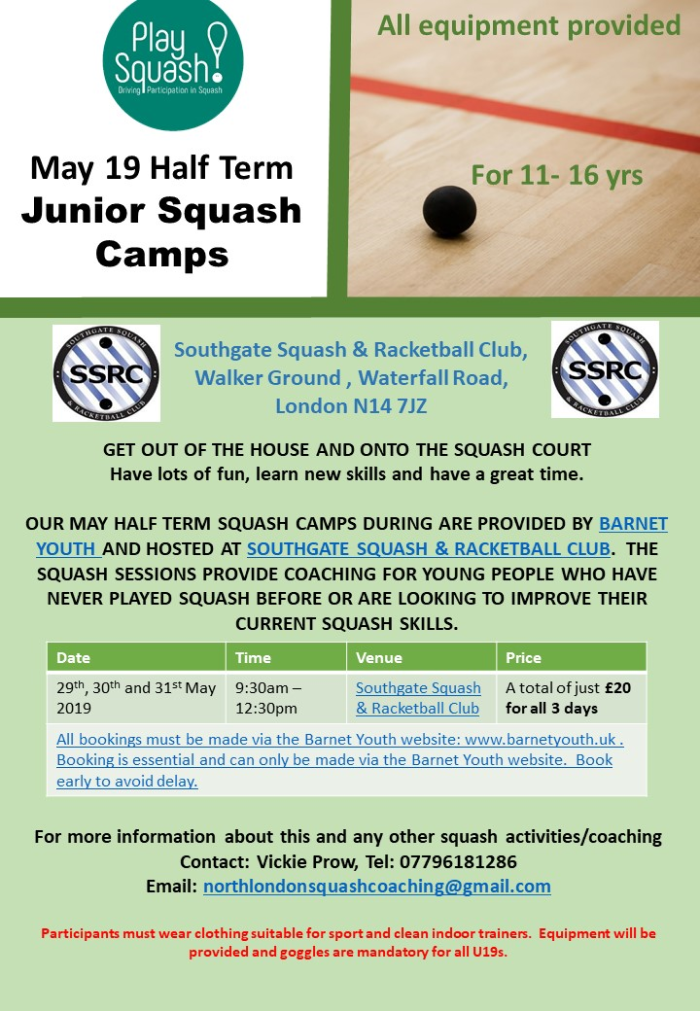 Junior Squash Camp May 2019