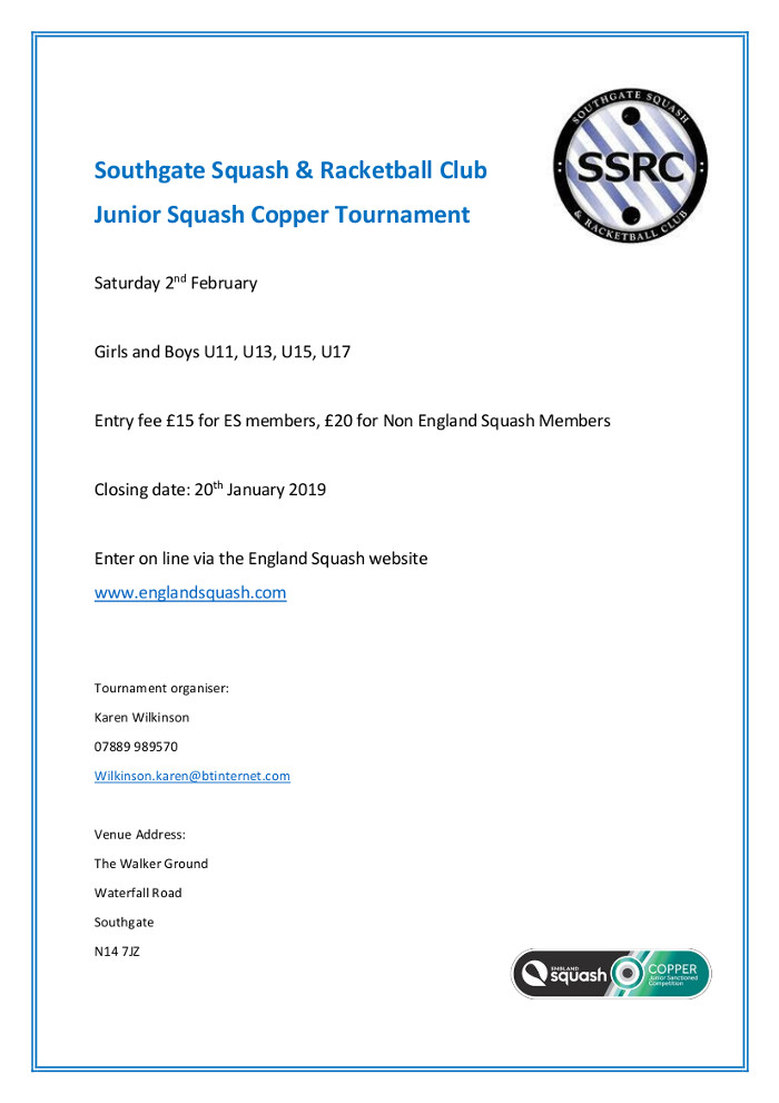 SSRC Junior Copper Tournament