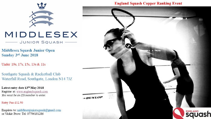 Middlesex Squash Junior Open 3rd June 2018