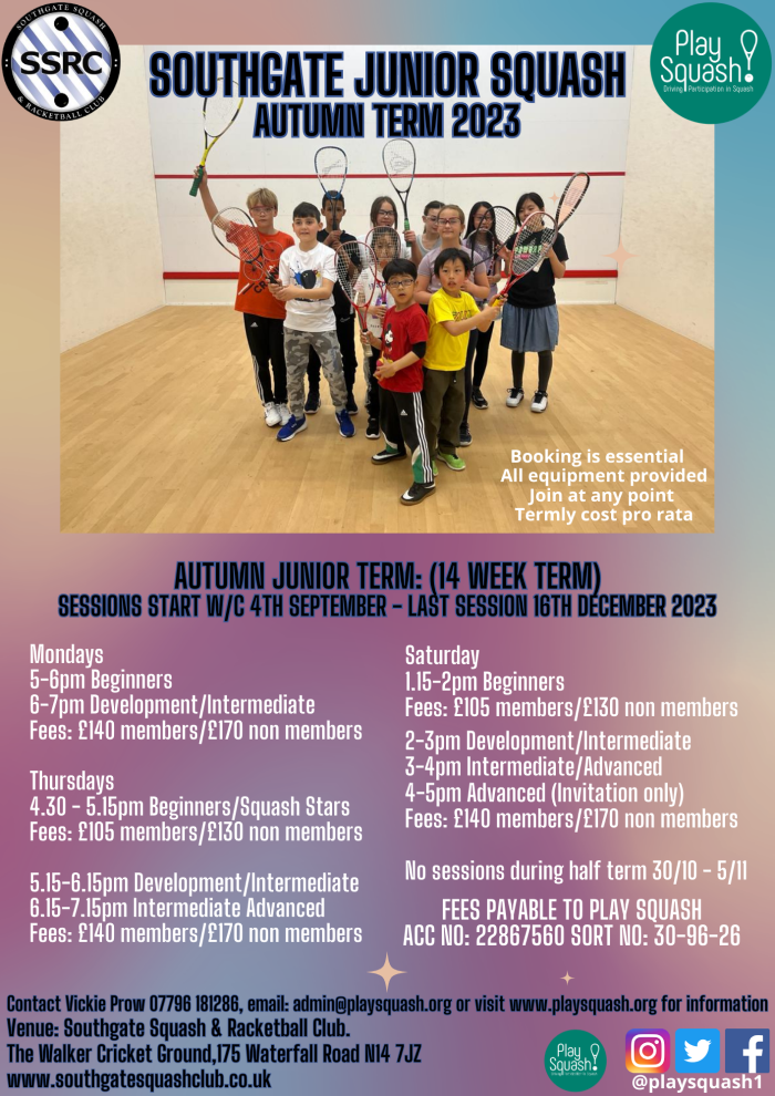 SSRC Junior Squash Autumn Term 2023