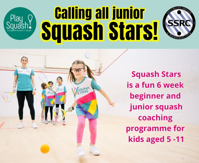 Squash Stars starting 2nd November 23 for 6 weeks