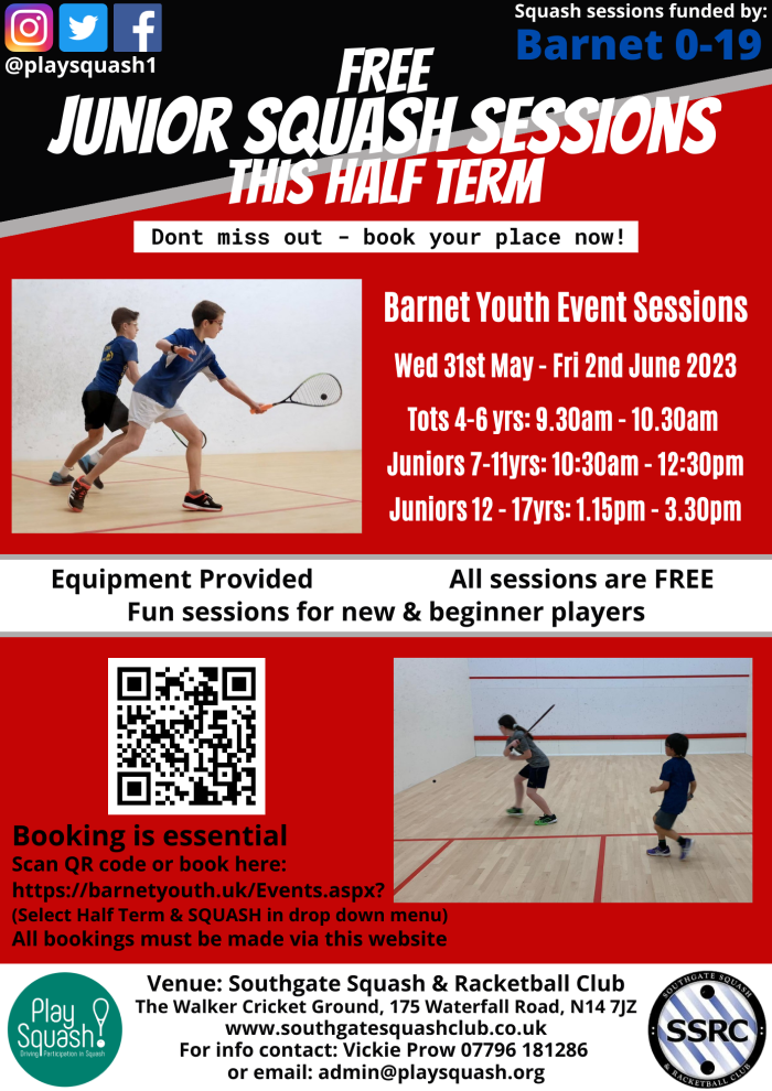 free junior squash sessions in southgate